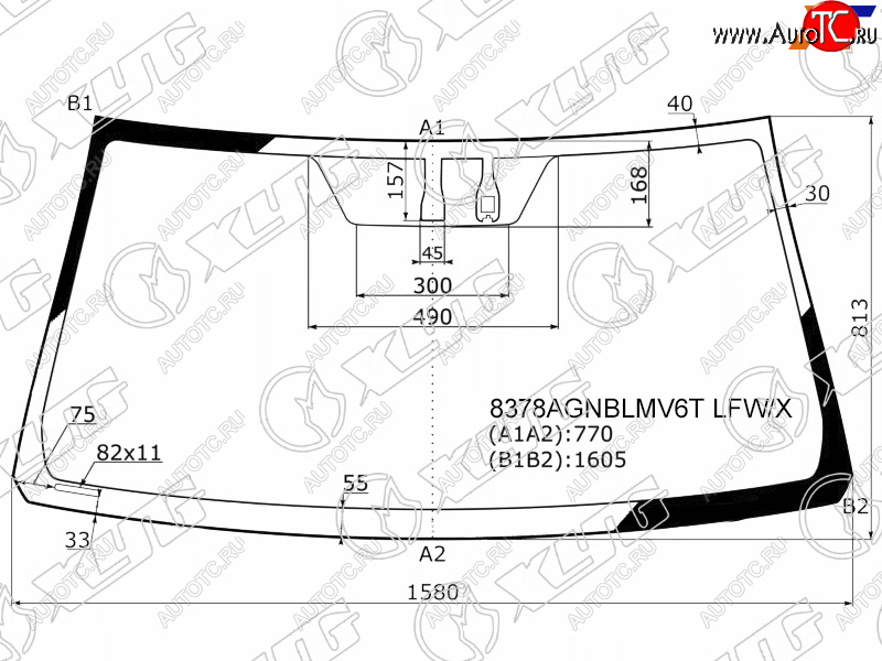 7 349 р. Стекло лобовое (Датчик дождя) Toyota Land Cruiser (J200) 15-21  Lexus LX 15-23 (8378AGNBLMV6T LFW/X)