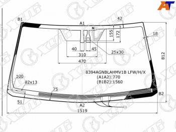 6 799 р. Стекло лобовое (Обогрев щеток Антенна Датчик дождя) Toyota Land Cruiser Prado (J150) 09-17  Lexus (8394AGNBLAHMV1B LFW/H/X). Увеличить фотографию 1