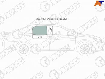 2 559 р. Стекло боковое опускное (Сзади Справа Цвет зеленый Крепления) Toyota Camry (XV50) 11-21  Camry U (8403RGNS4RD RD/RH). Увеличить фотографию 1