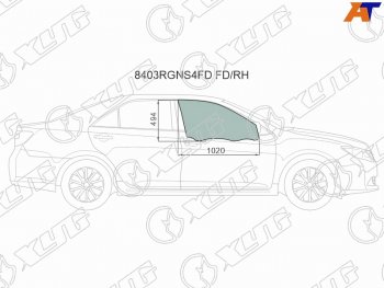 2 689 р. Стекло боковое опускное (Спереди Справа Цвет зеленый Крепления) Toyota Camry (XV50) 11-21  Camry (8403RGNS4FD FD/RH). Увеличить фотографию 1