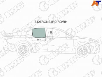 2 359 р. Стекло боковое опускное (Сзади Справа Цвет зеленый Крепления) Toyota Camry (XV70) 17-21  Camry U (8428RGNS4RD RD/RH). Увеличить фотографию 1