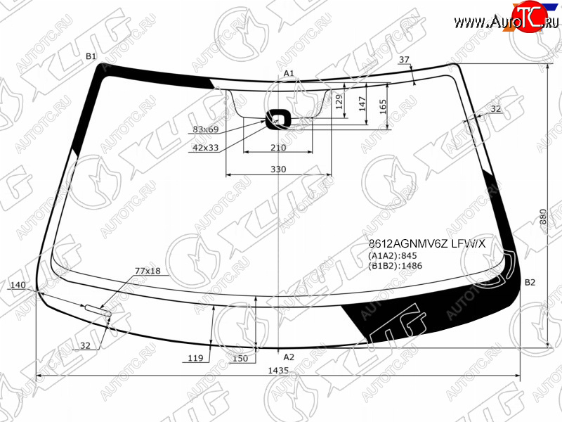 5 399 р. Стекло лобовое (Датчик дождя для Российского рынка) Volkswagen Jetta 10-19 (8612AGNMV6Z LFW/X)