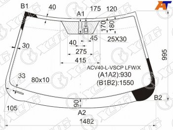 5 999 р. Стекло лобовое (Датчик дождя) Toyota Camry (XV40) 06-11  Aurion 06-12  Camry UAEUSA 06-11 (ACV40-L-VSCP LFW/X). Увеличить фотографию 1