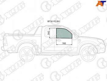 2 299 р. Стекло боковое опускное (Спереди Справа Цвет зеленый) Ford Ranger 06-11  Mazda BT-50 06-12        (BT50 FD/RH). Увеличить фотографию 1