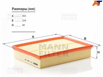 Фильтр воздушный MANN   Discovery ( 3 L319,  4 L319,  5 L462), Range Rover ( 3 L322,  4 L405,  5 L460)