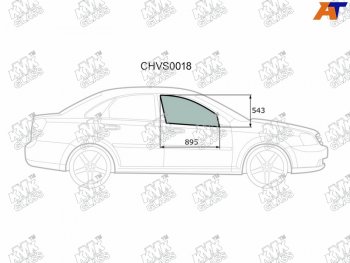 2 049 р. Стекло боковое опускное (Спереди Справа Цвет зеленый) Chevrolet Lacetti 04-13  Daewoo Lacetti 04- (CHVS0018). Увеличить фотографию 1