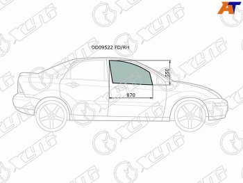 2 499 р. Стекло боковое опускное (Спереди Справа Цвет зеленый) Ford Focus 98-04                             (DD09522 FD/RH). Увеличить фотографию 1