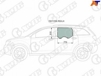 259 р. Стекло боковое опускное (Сзади Слева Цвет зеленый) Dodge Journey 07-15  Fiat Freemont 13-15       (DD11556 RD/LH). Увеличить фотографию 1