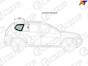 1 549 р. Стекло кузова боковое (не опускное) (Справа Цвет зеленый) Nissan Terrano 14-22  Renault Duster 10- (DUSTER SW/RH/X). Увеличить фотографию 1