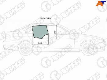 1 549 р. Стекло боковое опускное (Сзади Справа Цвет зеленый) BMW 3-Series 05-14                             (E90 RD/RH). Увеличить фотографию 1