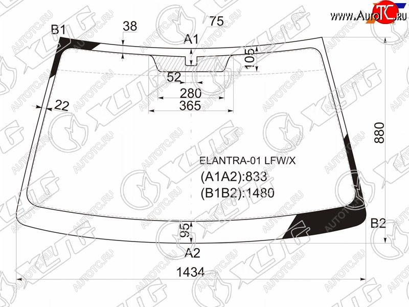 5 399 р. Стекло лобовое Hyundai Elantra 00-09  Avante 00-06 (ELANTRA-01 LFW/X)