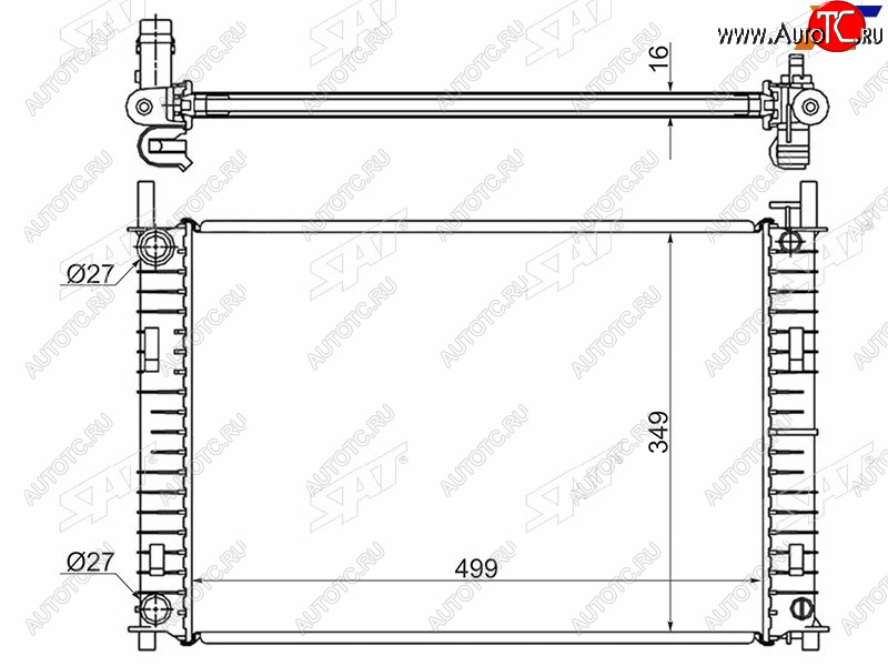 7 699 р. Радиатор SAT  Ford Fiesta  5 (2001-2005), Ford Fusion  1 (2002-2012), Mazda 2/Demio  DY (2002-2007)