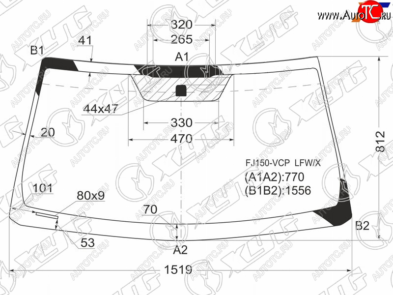 5 349 р. Стекло лобовое Toyota Land Cruiser Prado (J150) 09-17  Lexus GX 09-19 (FJ150-VCP LFW/X)