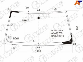 4 469 р. Стекло лобовое Toyota Land Cruiser Prado (J120) 02-09  Lexus GX 02-09 (FJ120-2 LFW/X). Увеличить фотографию 1