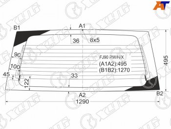 6 999 р. Стекло заднее (Цвет зеленый Обогрев) Toyota Land Cruiser Prado (J90) 96-02 (FJ90 RW/H/X). Увеличить фотографию 1