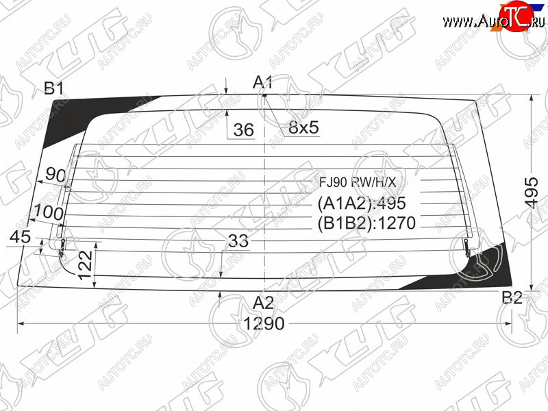 6 999 р. Стекло заднее (Цвет зеленый Обогрев) Toyota Land Cruiser Prado (J90) 96-02 (FJ90 RW/H/X)