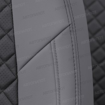 13 999 р. Чехлы сидений (экокожа, 40/60, подлок) Автопилот Ромб  Audi A4  B8 (2007-2015) (серый/черный). Увеличить фотографию 7
