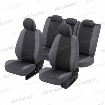 13 999 р. Чехлы сидений (экокожа, 40/60, подлок) Автопилот Ромб  Audi A4  B8 (2007-2015) (серый/черный). Увеличить фотографию 4