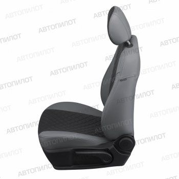 13 999 р. Чехлы сидений (экокожа, 40/60, подлок) Автопилот Ромб  Audi A4  B8 (2007-2015) (серый/черный). Увеличить фотографию 2