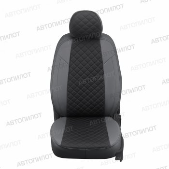 13 999 р. Чехлы сидений (экокожа, 40/60, подлок) Автопилот Ромб  Audi A4  B8 (2007-2015) (серый/черный). Увеличить фотографию 1