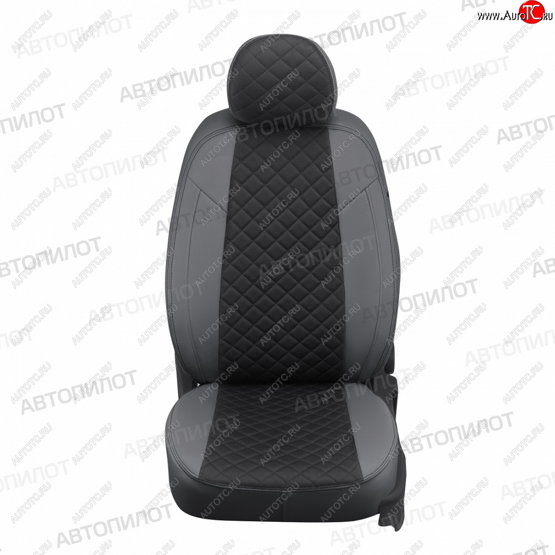 13 999 р. Чехлы сидений (экокожа, 40/60, подлок) Автопилот Ромб  Audi A4  B8 (2007-2015) (серый/черный)