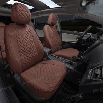 13 999 р. Чехлы сидений (экокожа, 40/60, подлок) Автопилот Ромб  Audi A4  B8 (2007-2015) (темно-коричневый). Увеличить фотографию 6