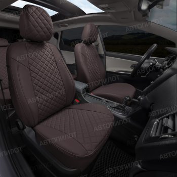 13 999 р. Чехлы сидений (экокожа, 40/60, подлок) Автопилот Ромб  Audi A4  B8 (2007-2015) (шоколад). Увеличить фотографию 6