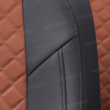 13 999 р. Чехлы сидений (экокожа/алькантара, 40/60, подлок) Автопилот Ромб  Audi A4  B8 (2007-2015) (черный/коричневый). Увеличить фотографию 6