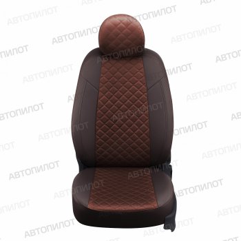13 999 р. Чехлы сидений (экокожа/алькантара, 40/60, подлок) Автопилот Ромб  Audi A4  B8 (2007-2015) (шоколад). Увеличить фотографию 4