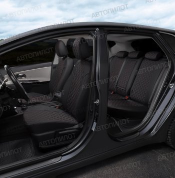 13 999 р. Чехлы сидений (экокожа, 40/60, подлок) Автопилот Ромб  Audi A4  B8 (2007-2015) (черный/красная строчка). Увеличить фотографию 8