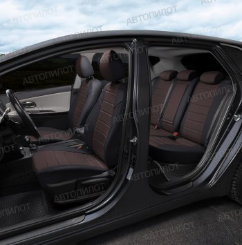 7 499 р. Чехлы сидений (экокожа) Автопилот  Audi A5  8T (2007-2016) (черный/шоколад). Увеличить фотографию 6