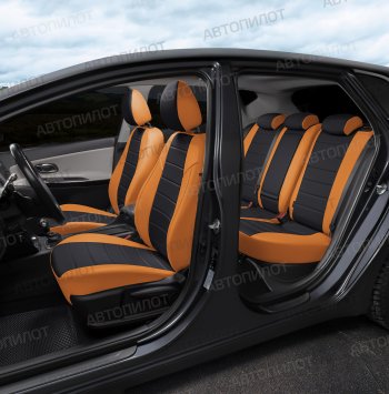 7 499 р. Чехлы сидений (экокожа) Автопилот  Audi A5  8T (2007-2016) (оранж/черный). Увеличить фотографию 7