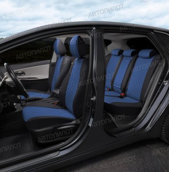 13 999 р. Чехлы сидений (экокожа) Автопилот Ромб  Audi A5  8T (2007-2016) (черный/синий). Увеличить фотографию 8