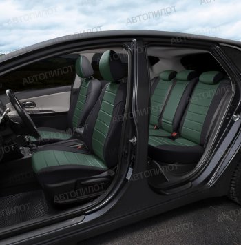 13 449 р. Чехлы сидений (экокожа, 40/60, подлок) Автопилот  Audi A6  C5 (1997-2004) (черный/зеленый). Увеличить фотографию 7