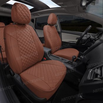 7 799 р. Чехлы сидений (экокожа, 40/60, подлок) Автопилот Ромб  Audi A6  C5 (1997-2004) (коричневый). Увеличить фотографию 7