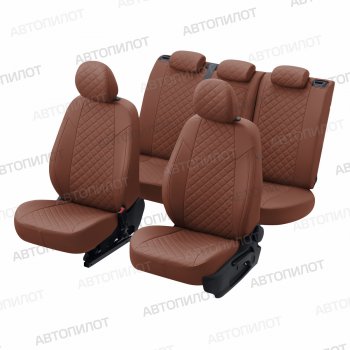 7 799 р. Чехлы сидений (экокожа, 40/60, подлок) Автопилот Ромб  Audi A6  C5 (1997-2004) (коричневый). Увеличить фотографию 5
