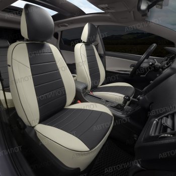 13 449 р. Чехлы сидений (экокожа, сплош. сп./с вырезом под подл.) Автопилот  Audi A6  C5 (1997-2004) (белый/черный). Увеличить фотографию 6