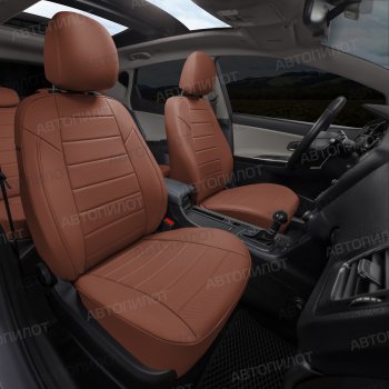 13 449 р. Чехлы сидений (экокожа, сплош. сп./с вырезом под подл.) Автопилот  Audi A6  C5 (1997-2004) (коричневый). Увеличить фотографию 8