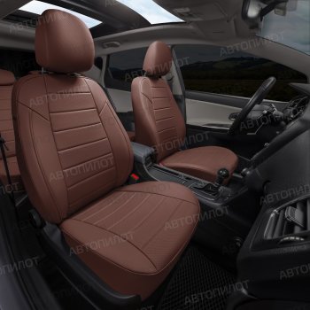 13 449 р. Чехлы сидений (экокожа, сплош. сп./с вырезом под подл.) Автопилот  Audi A6  C5 (1997-2004) (темно-коричневый). Увеличить фотографию 6