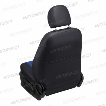 13 449 р. Чехлы сидений (экокожа/алькантара, сплошная с вырезом под подл.) Автопилот  Audi A6  C5 (1997-2004) (черный/синий). Увеличить фотографию 4