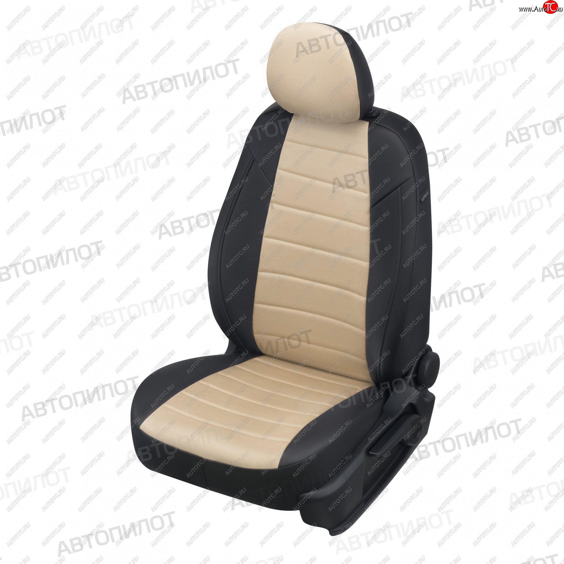 13 449 р. Чехлы сидений (экокожа/алькантара, сплошная с вырезом под подл.) Автопилот  Audi A6  C5 (1997-2004) (черный/бежевый)
