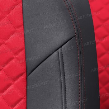 13 999 р. Чехлы сидений (экокожа/алькантара, сплошная с вырезом под подл.) Автопилот Ромб  Audi A6  C5 (1997-2004) (черный/красный). Увеличить фотографию 6