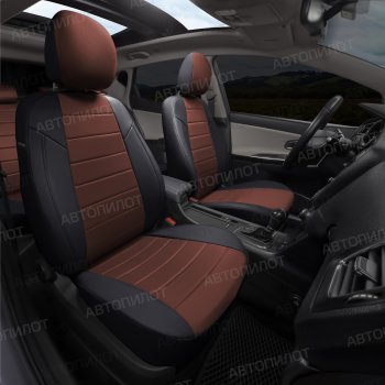 13 449 р. Чехлы сидений (экокожа/алькантара, сплошная с вырезом под подл.) Автопилот  Audi A6  C5 (1997-2004) (черный/шоколад). Увеличить фотографию 7