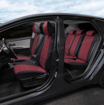 13 449 р. Чехлы сидений (экокожа, 40/60) Автопилот  Audi A6  C5 (1997-2004) (черный/бордовый). Увеличить фотографию 6