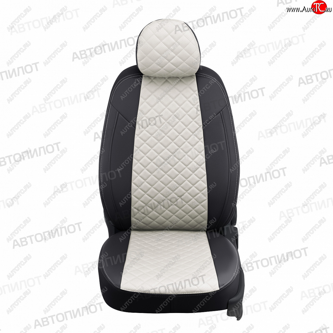 13 999 р. Чехлы сидений (экокожа, 40/60) Автопилот Ромб  Audi A6  C5 (1997-2004) (черный/белый)