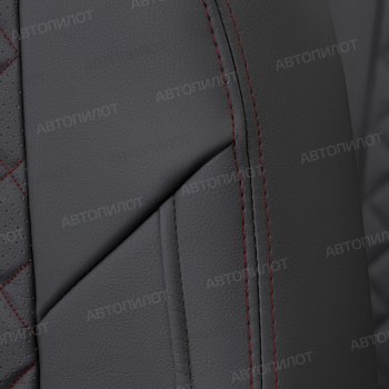 7 599 р. Чехлы сидений (экокожа, 40/60) Автопилот Ромб  Audi Q3  8U (2011-2018) (черный/красная строчка). Увеличить фотографию 5