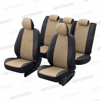 13 999 р. Чехлы сидений (экокожа) Автопилот Ромб  Audi Q5  8R (2008-2017) (черный/темно-бежевый). Увеличить фотографию 5