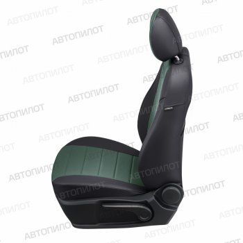 13 449 р. Чехлы сидений (экокожа) Автопилот  BMW 1 серия  F20 (2012-2020) (черный/зеленый). Увеличить фотографию 3