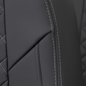 7 799 р. Чехлы сидений (экокожа) Алькантара Ромб  BMW 1 серия  F20 (2012-2020) (черный/белая строчка). Увеличить фотографию 7