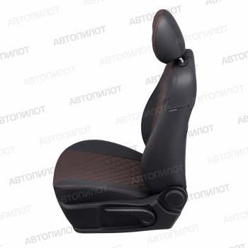 13 999 р. Чехлы сидений (экокожа) Автопилот Ромб  Chevrolet Aveo  T300 (2011-2015) (черный/шоколад). Увеличить фотографию 3
